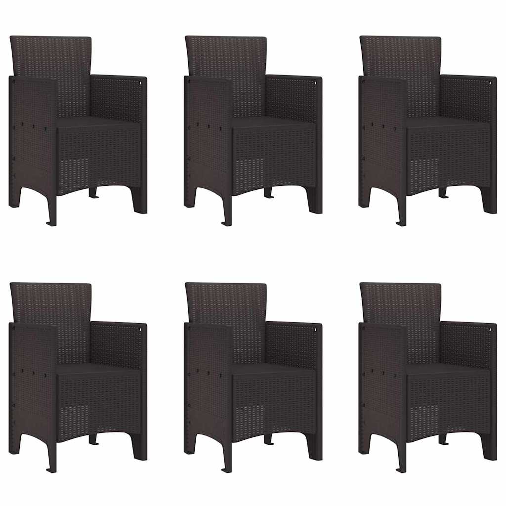 vidaXL Σέτ φαγητού για κήπο 7 pcs Καφέ Rattan Polt