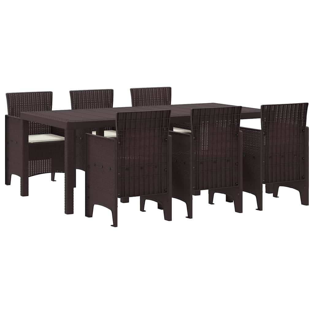 vidaXL Σέτ φαγητού για κήπο 7 pcs Καφέ Rattan Polt
