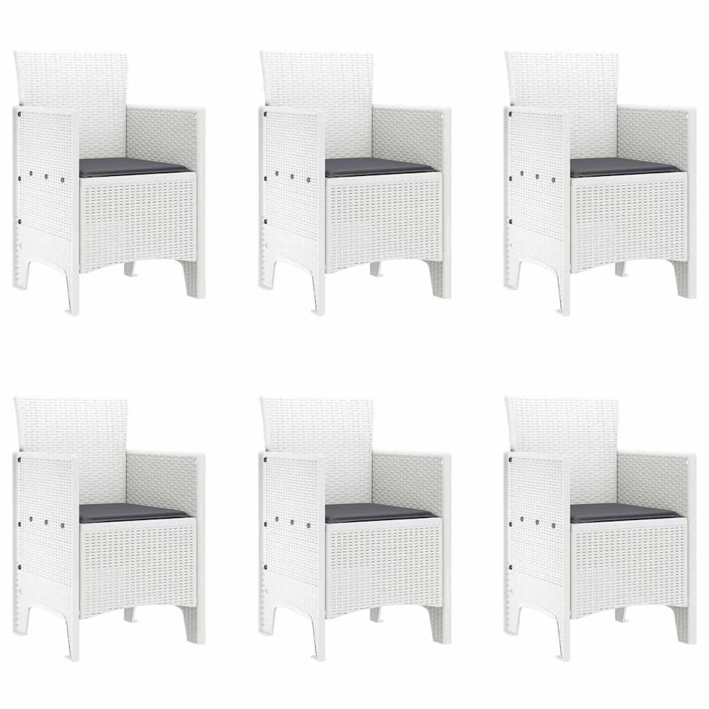 vidaXL Σετ τραπεζαρίας κήπου 7 pcs Λευκό 200 x 100 x 73 εκ. PE Ρατάν