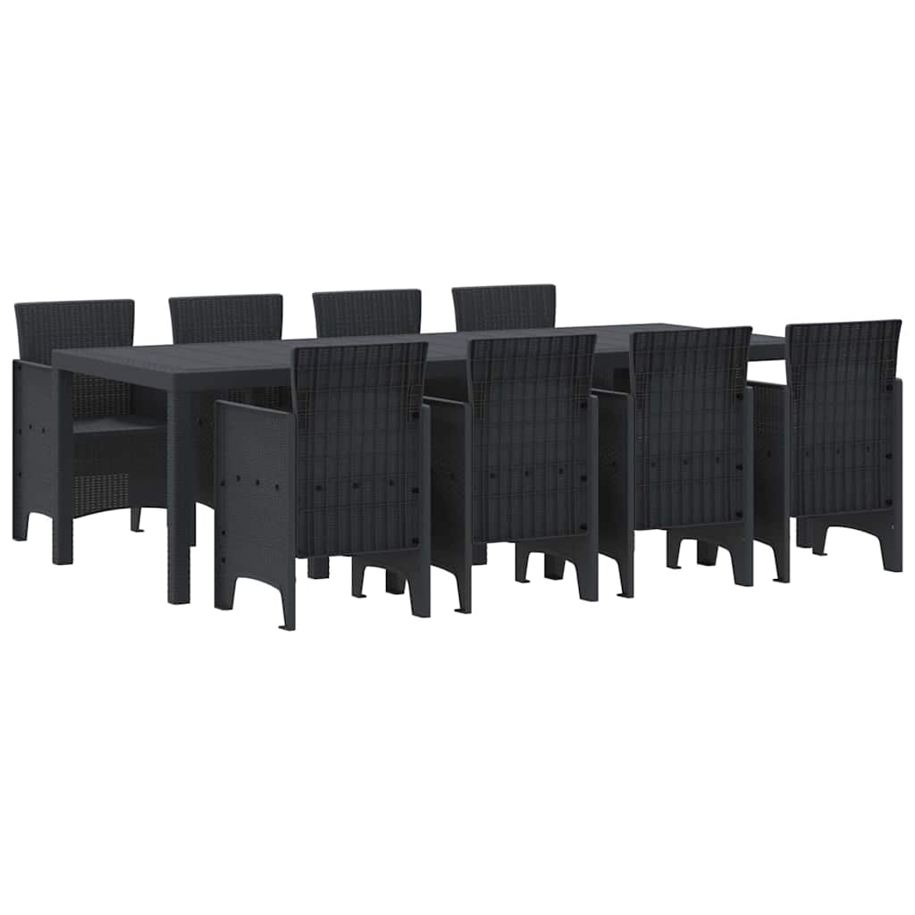 vidaXL Σέτ φαγητού για κήπο 9 pcs Ανθρακί Rattan Polt