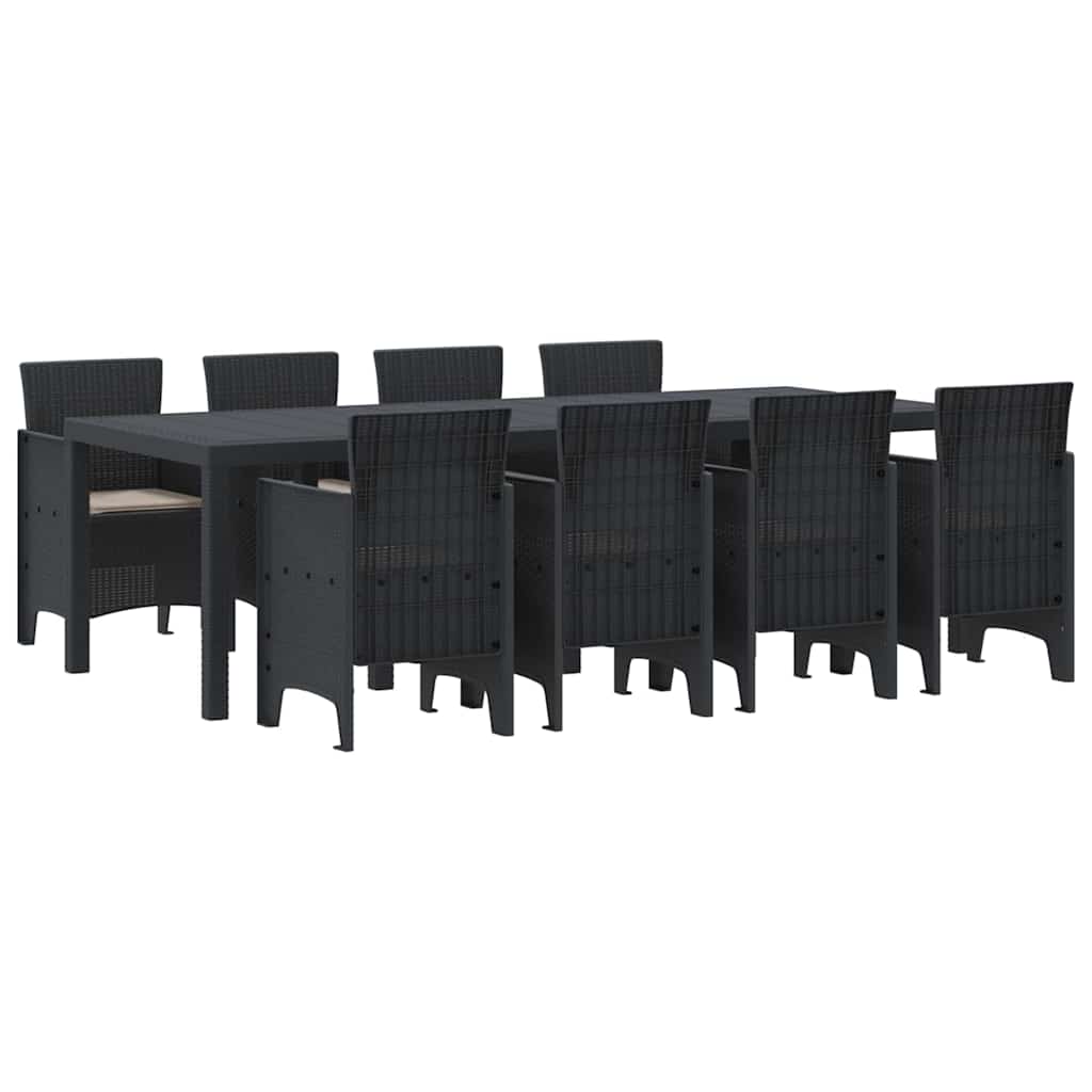 vidaXL Σετ Σερβίρισματος Κήπου 9 pcs Ανθρακί 250 x 100 x 73 εκ