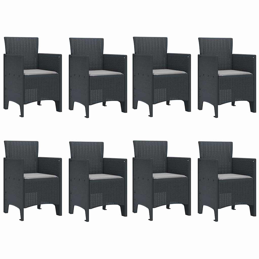 vidaXL Σετ Τραπεζαρίας Κήπου 9 pcs Ανθρακί 250 x 100 x 73 εκ