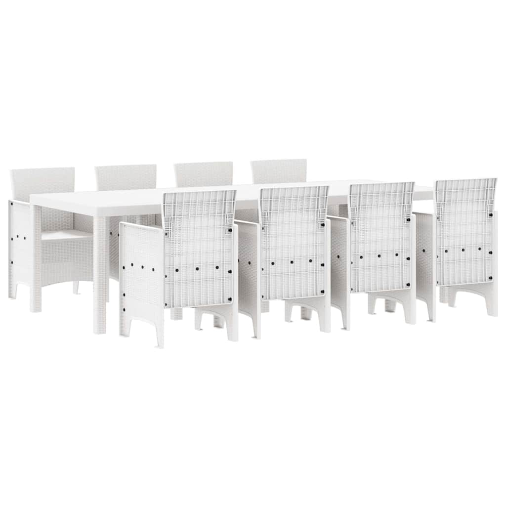 vidaXL Σέτ φαγητού για κήπο 9 pcs Ανοιχτό γκρι Rattan Polt