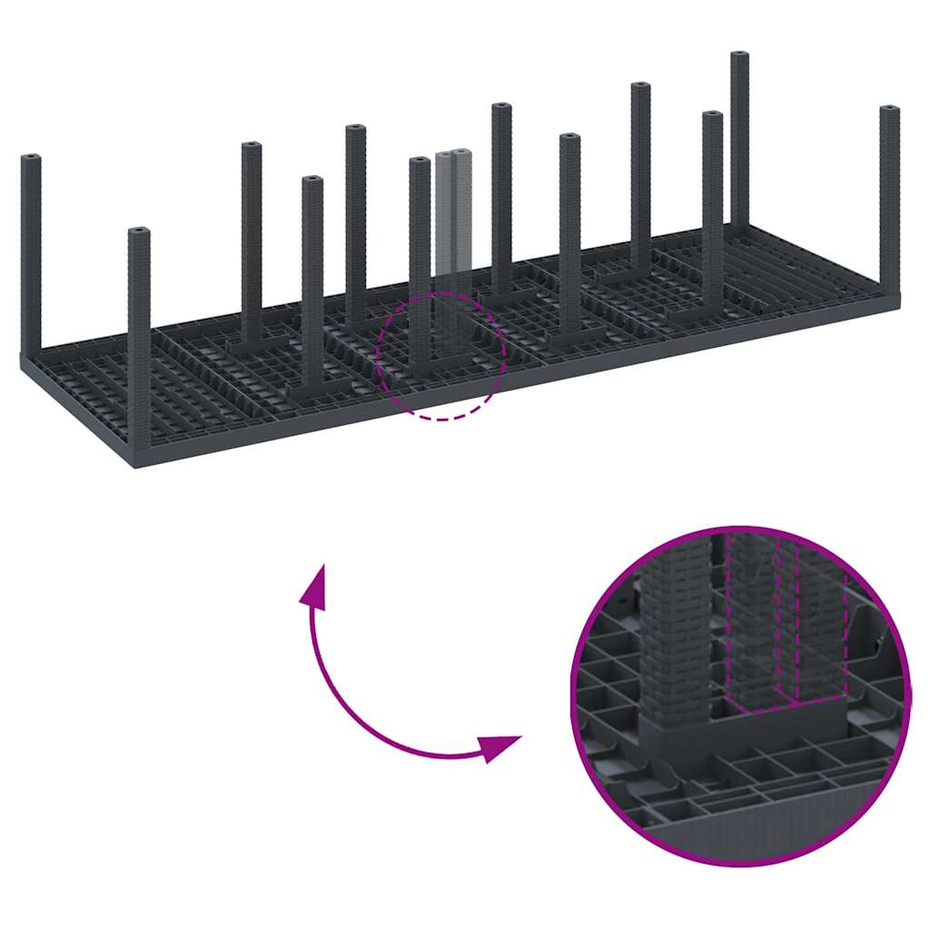 vidaXL Σέτ φαγητού για κήπο 11 pcs Ανθρακί 300 x 100 x 73 εκ