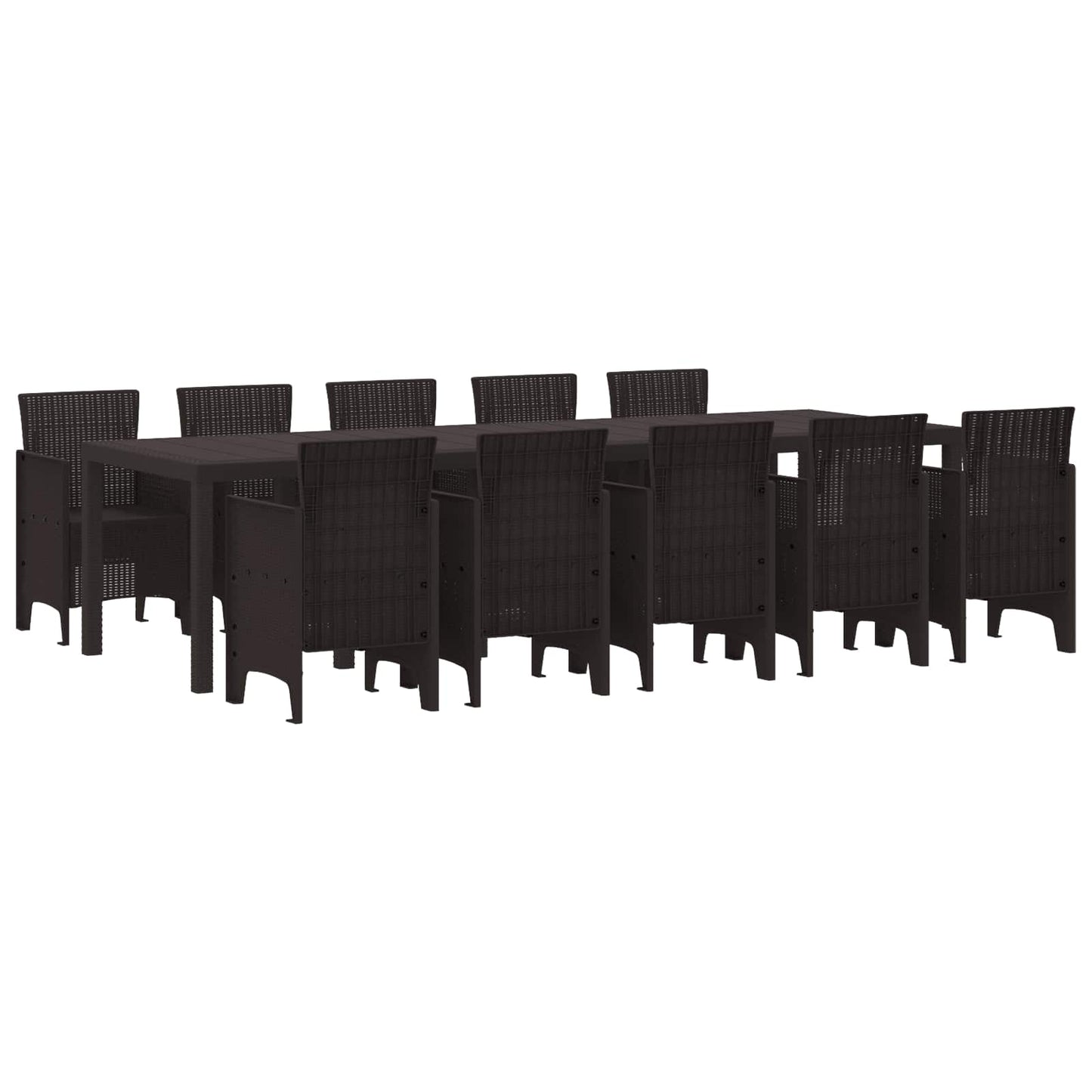 vidaXL Σέτ φαγητού για κήπο με μαξιλάρι 11 pcs Καφέ Ρατάν