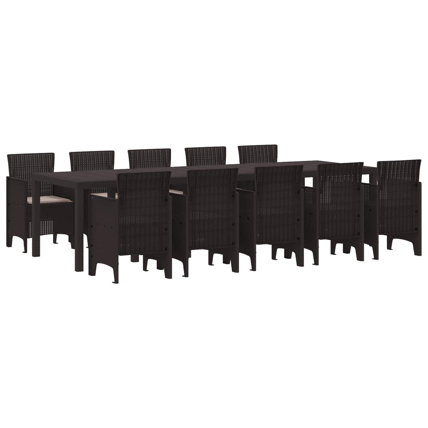vidaXL Σέτ φαγητού για κήπο 11 pcs Καφέ και Ταπεί Πολυ ράταν