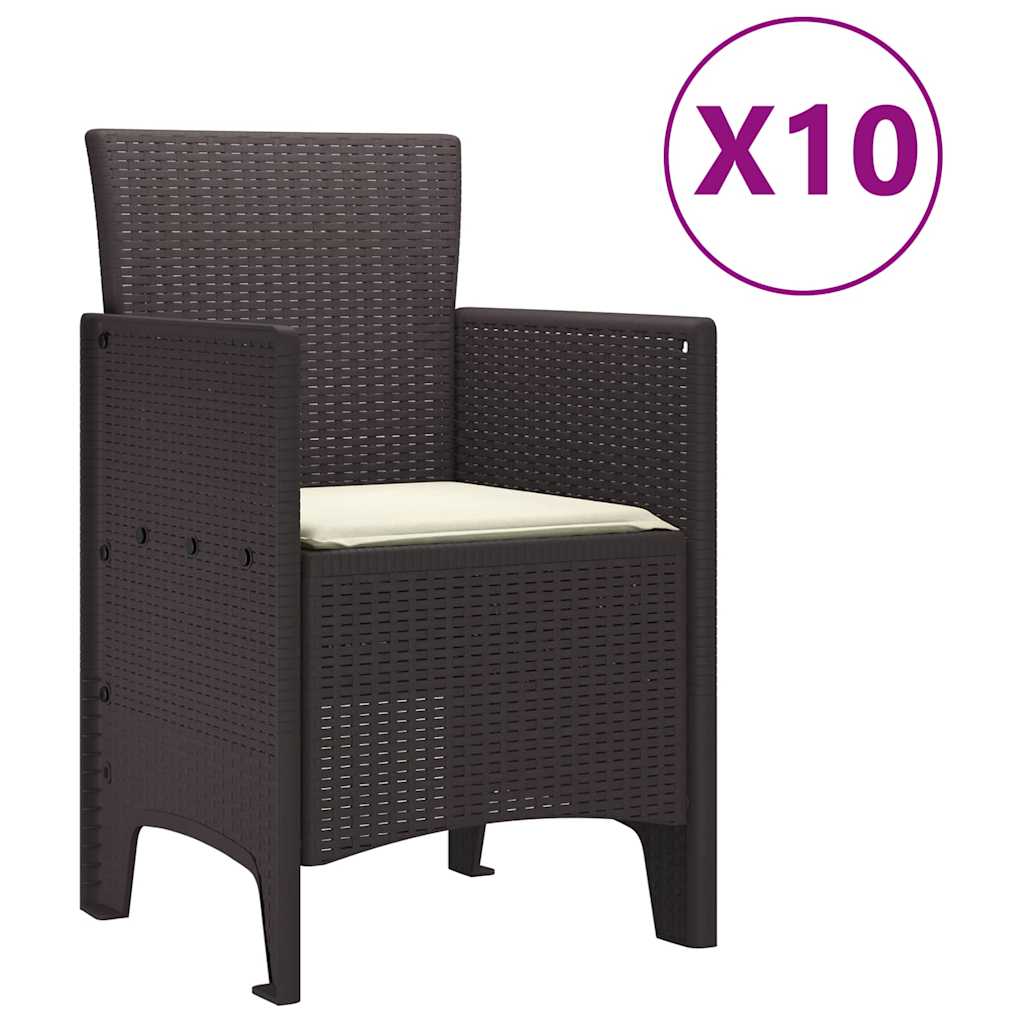 vidaXL Σέτ φαγητού για κήπο 11 pcs Καφέ και Κρέμα 300 x 100 x 73 εκ