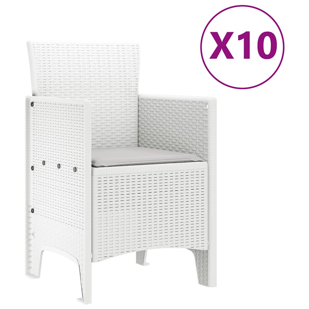 vidaXL Σέτ φαγητού για κήπο 11 pcs Λευκό και Ανοιχτό γκρι 10 άτομα