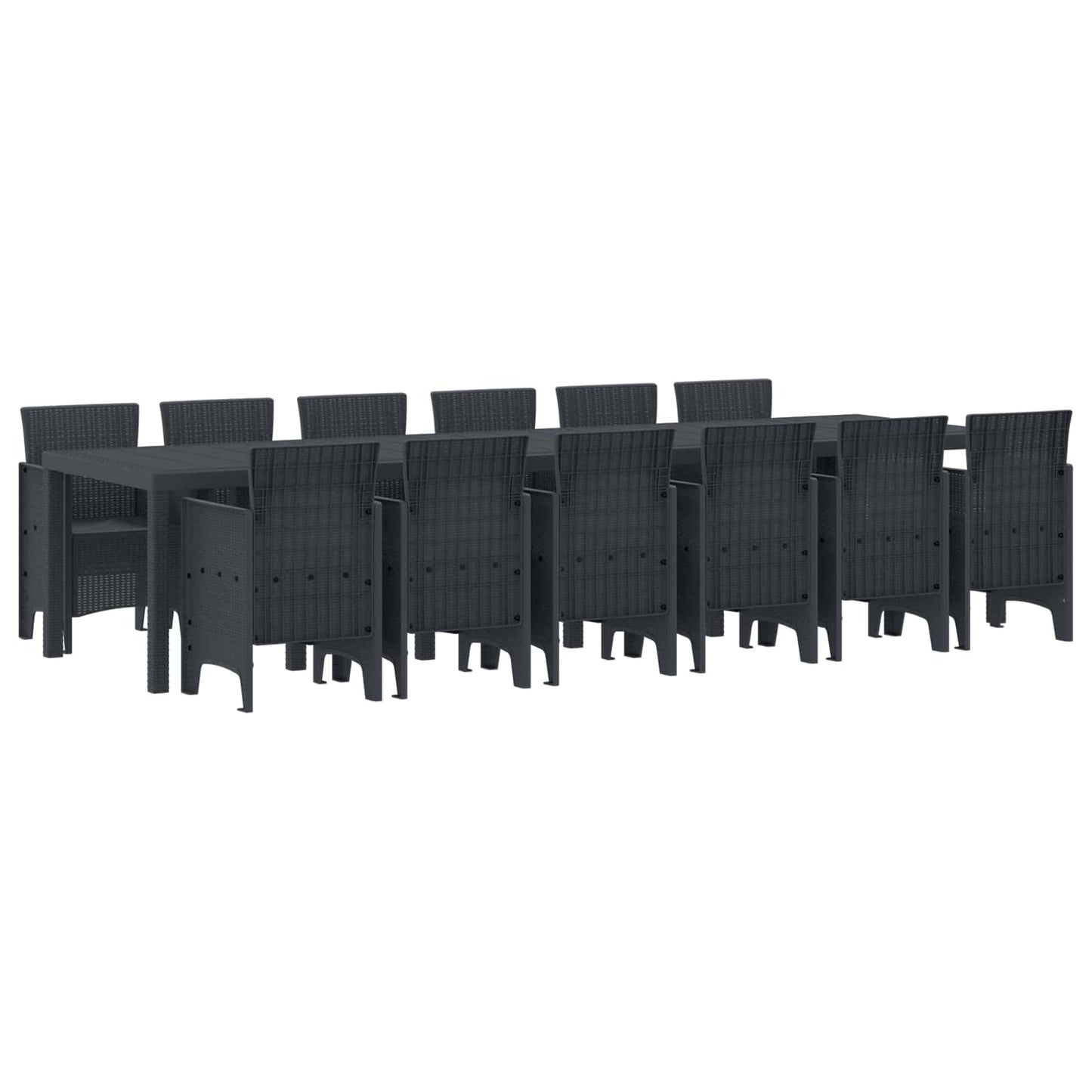 vidaXL Σέτ φαγητού για κήπο 13 pcs Ανθρακί Rattan Polt