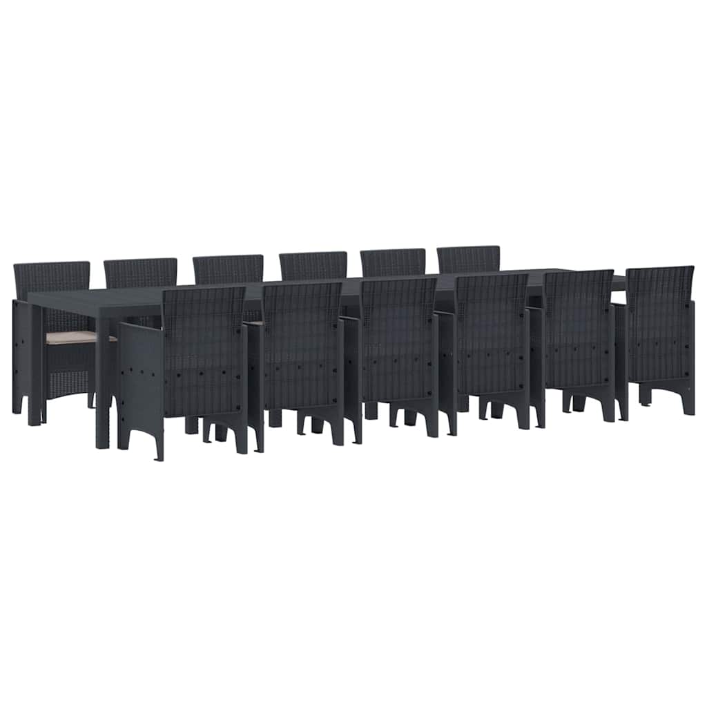 vidaXL Σετ Τραπεζαρίας Κήπου 13 pcs Ανθρακί Μεγάλο Πλαστικό ρατάν