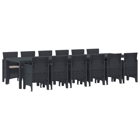 vidaXL Σετ Τραπεζαρίας Κήπου 13 pcs Ανθρακί Μεγάλο Πλαστικό ρατάν