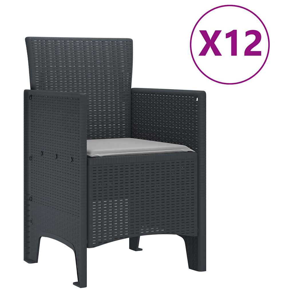 vidaXL Σέτ φαγητού για κήπο 13 pcs Ανθρακί Rattan Polt