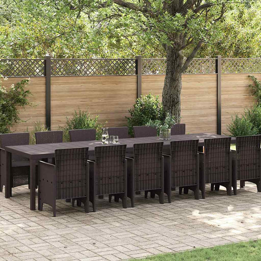 vidaXL Σέτ φαγητού για κήπο 13 pcs Καφέ Rattan Polt