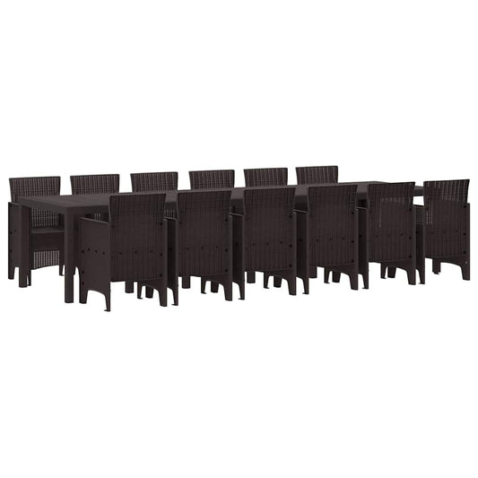 vidaXL Σέτ φαγητού για κήπο 13 pcs Καφέ Rattan Polt