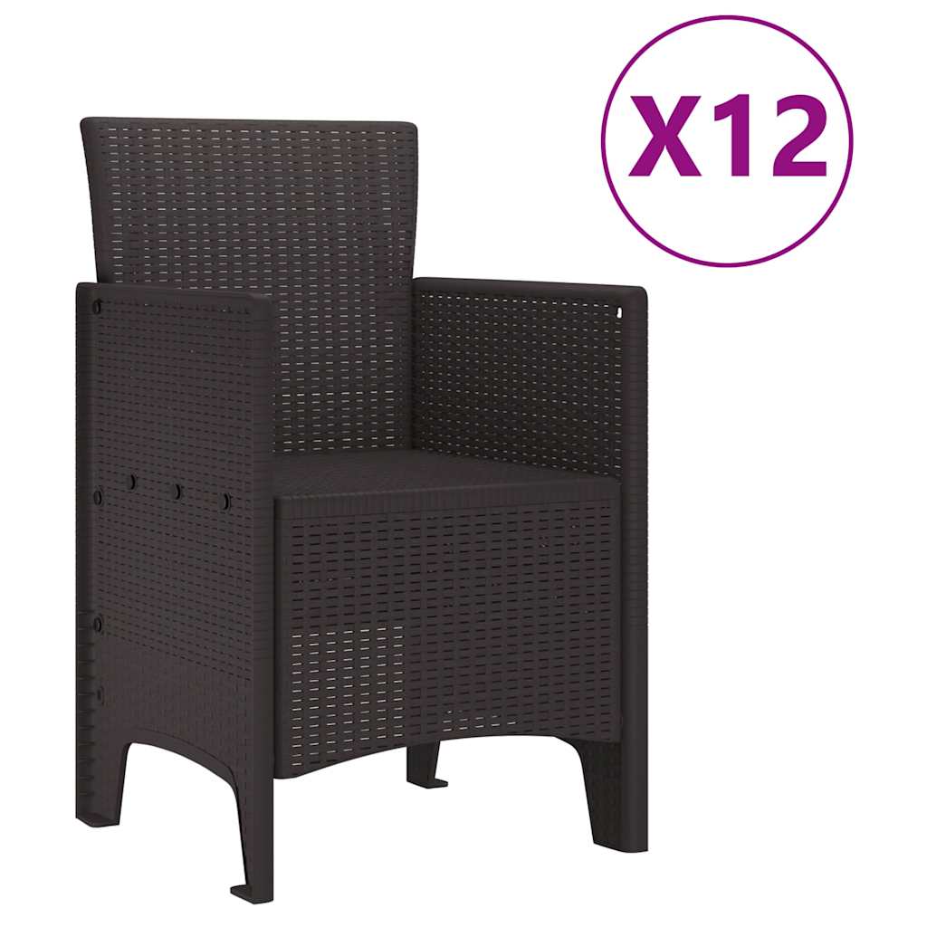 vidaXL Σέτ φαγητού για κήπο 13 pcs Καφέ Rattan Polt