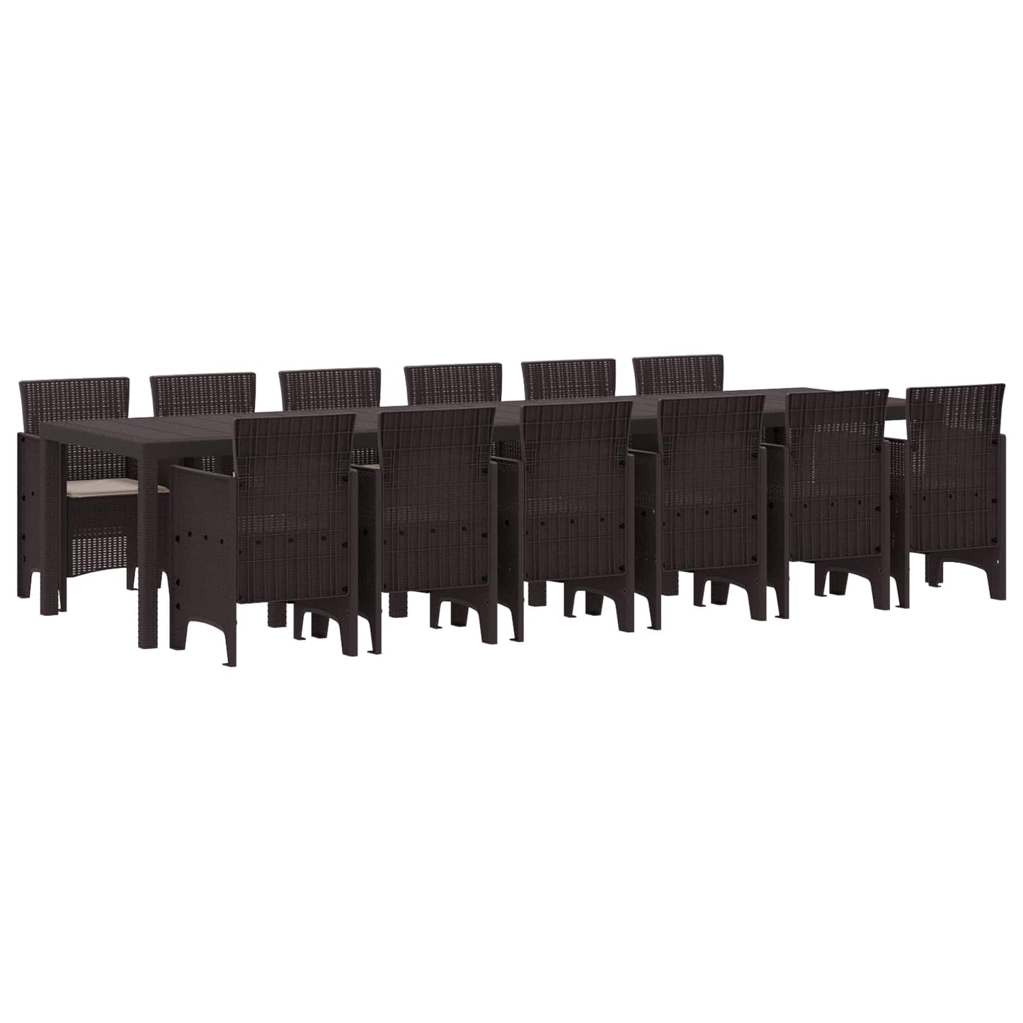 vidaXL Σέτ φαγητού για κήπο 13 pcs Καφέ Rattan Polt