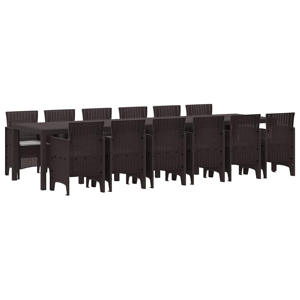 vidaXL Σετ Τραπεζαρίας Κήπου 13 pcs Καφέ Μεγάλο Ρατάν πολυαιθυλενίου