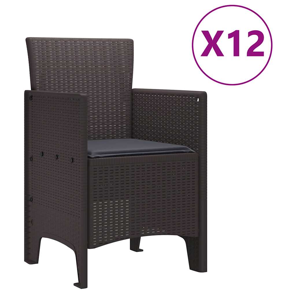 vidaXL Σέτ φαγητού για κήπο 13 pcs Καφέ Rattan Polt