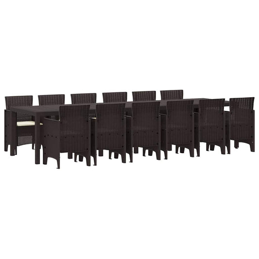 vidaXL Σετ Τραπεζαρίας Κήπου 13 pcs Καφέ Μεγάλο Ρατάν