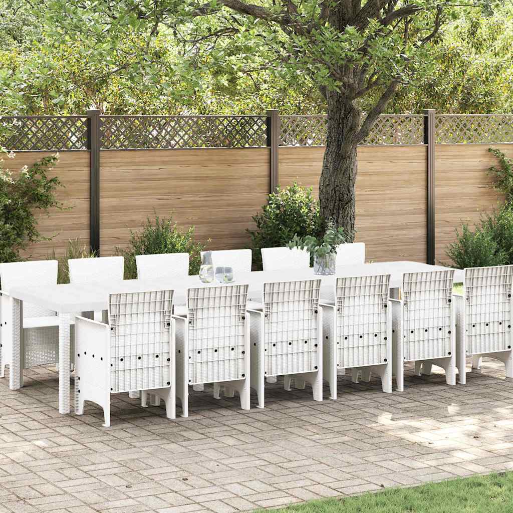 vidaXL Σέτ φαγητού για κήπο 13 pcs Λευκό Rattan Polt