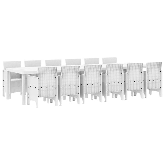 vidaXL Σέτ φαγητού για κήπο 13 pcs Λευκό Rattan Polt