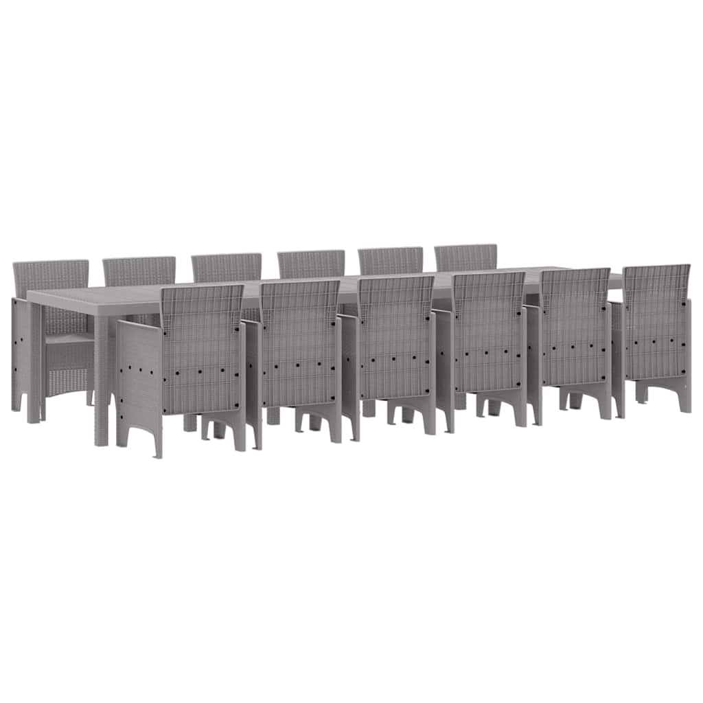 vidaXL Σέτ φαγητού για κήπο 13 pcs Ανοιχτό γκρι Rattan Polt