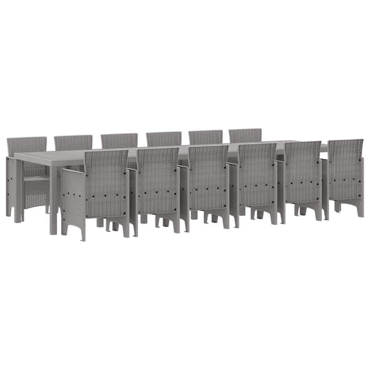 vidaXL Σέτ φαγητού για κήπο 13 pcs Ανοιχτό γκρι Rattan Polt