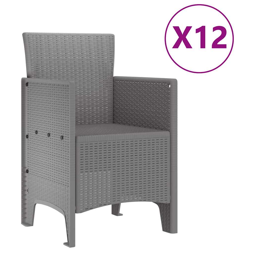 vidaXL Σέτ φαγητού για κήπο 13 pcs Ανοιχτό γκρι Rattan Polt