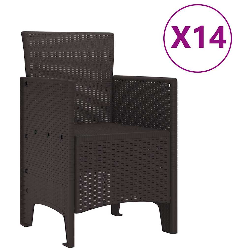 vidaXL Σέτ φαγητού για κήπο 15 pcs Καφέ Rattan Polt