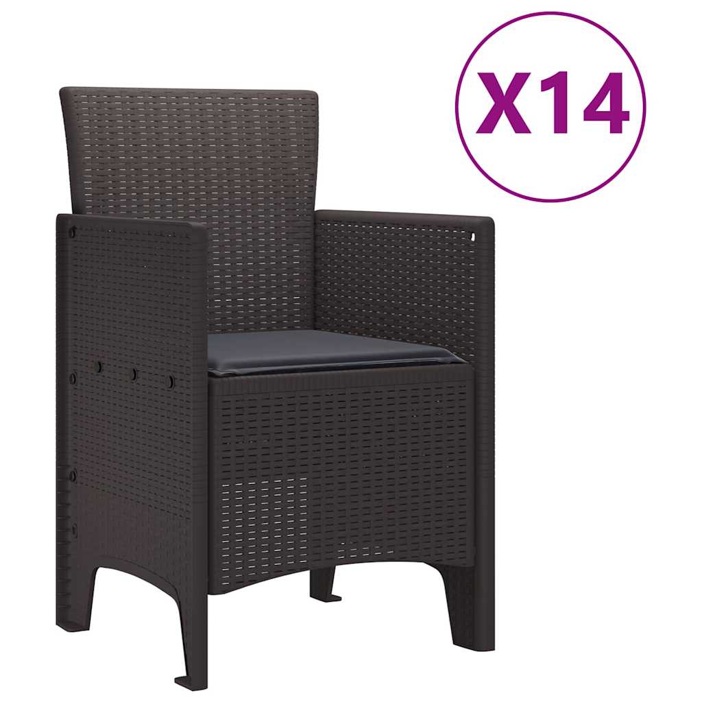 vidaXL Σέτ φαγητού για κήπο 15 pcs Καφέ Rattan Polt