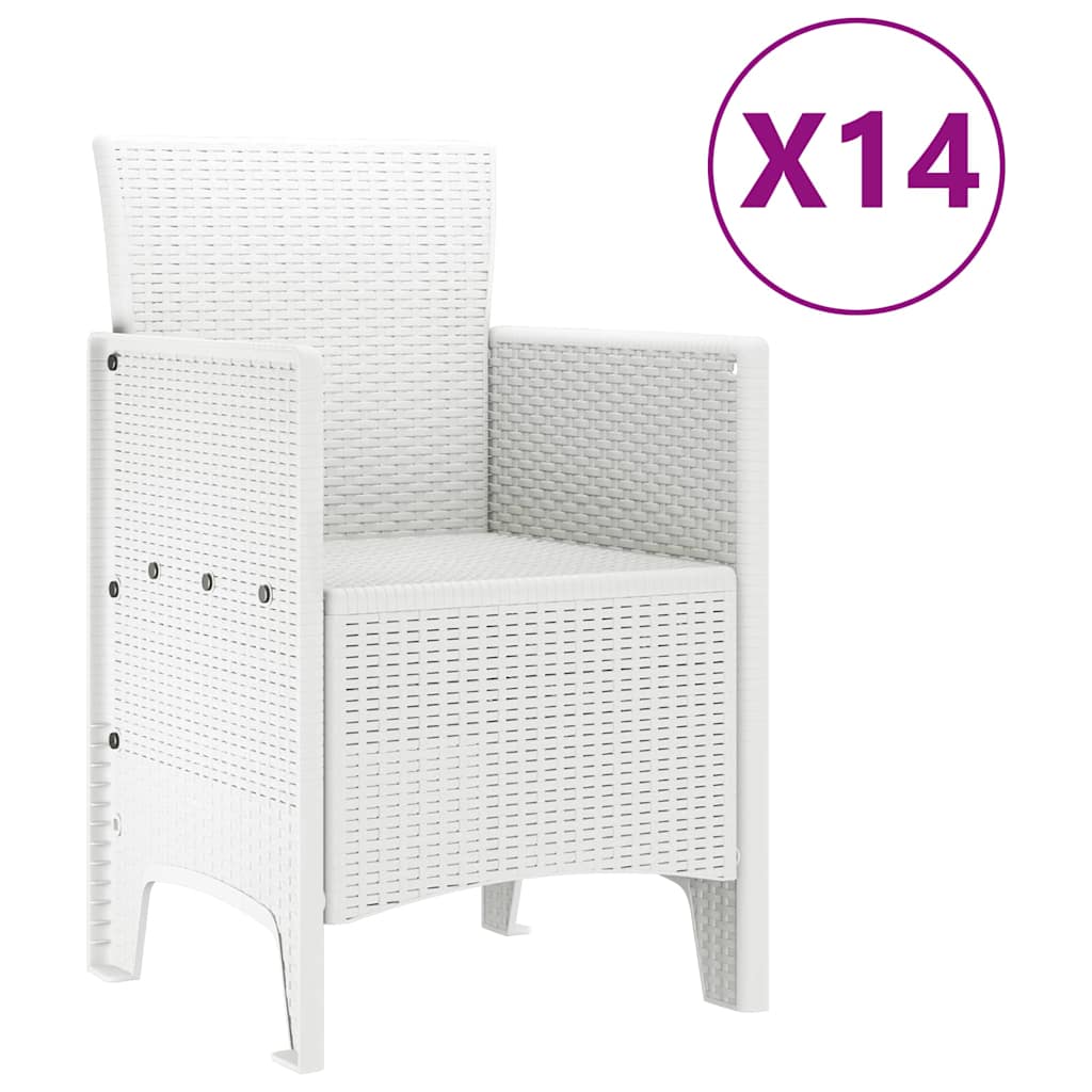 vidaXL Σέτ φαγητού για κήπο 15 pcs Λευκό Rattan Polt