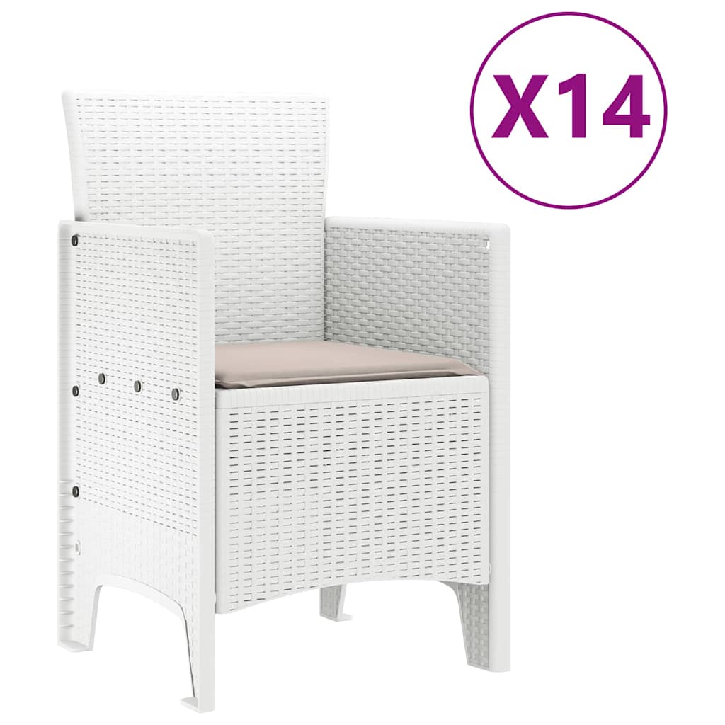 vidaXL Σετ Τραπεζαρίας Κήπου 15 pcs Λευκό 14-θέσιο Ρατάν & Μέταλλο