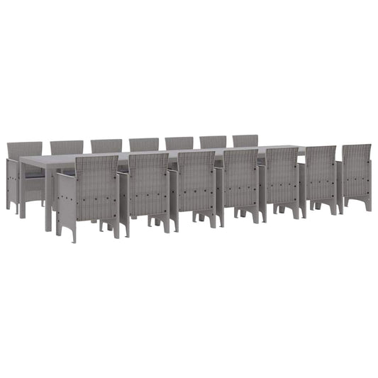 vidaXL Σετ Καθιστικού Κήπου 15 pcs Ανοιχτό γκρι 14-Ατόμων Ρατάν