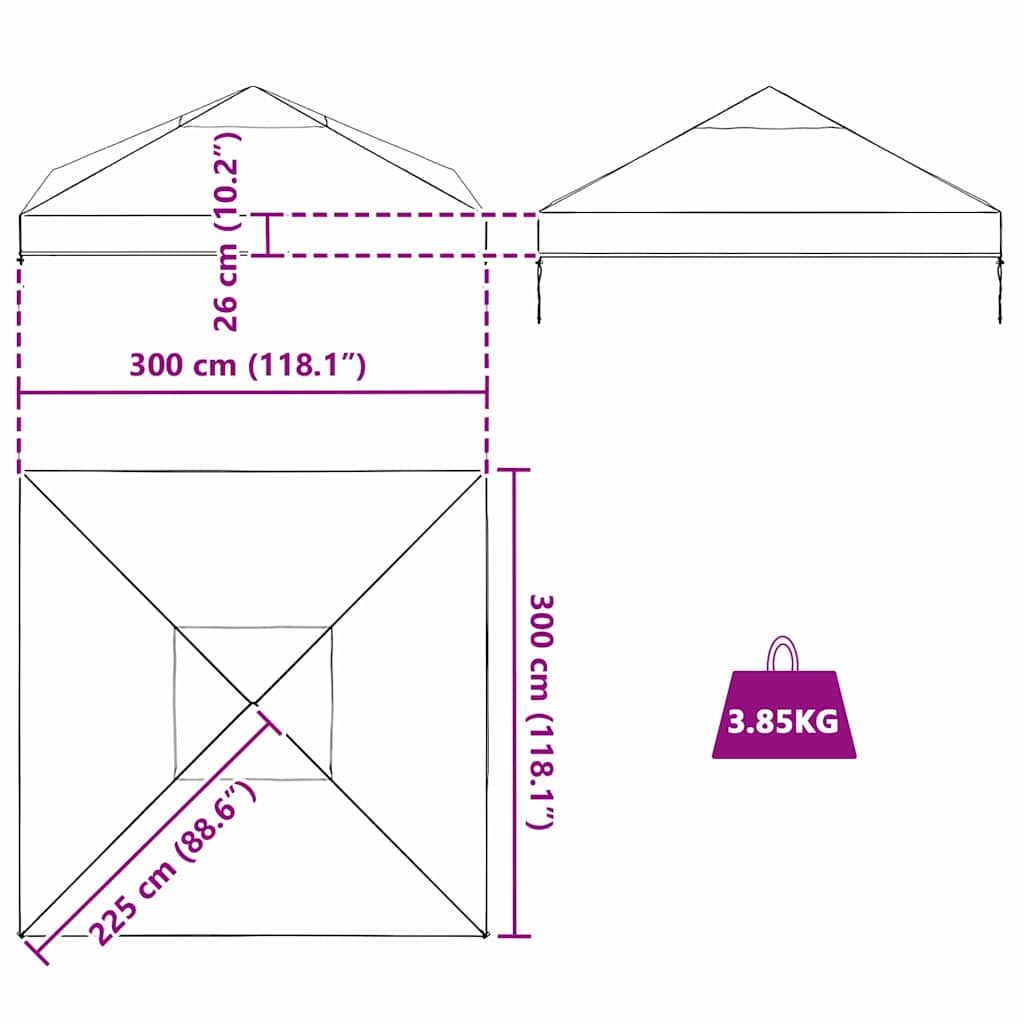vidaXL Αντικατάσταση Κάλυψης Γκαζebo 300 x 300 x 26 εκ Διαφανές PVC