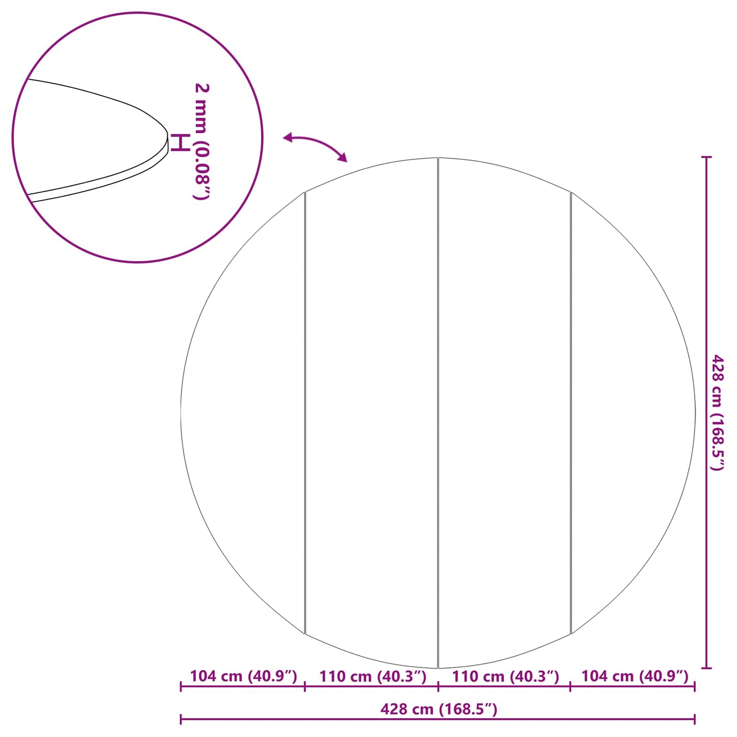 vidaXL Εδαφοκάλυψη Πισίνας Μαύρο Ø 428 cm Μη Υφαμένο Ύφασμα