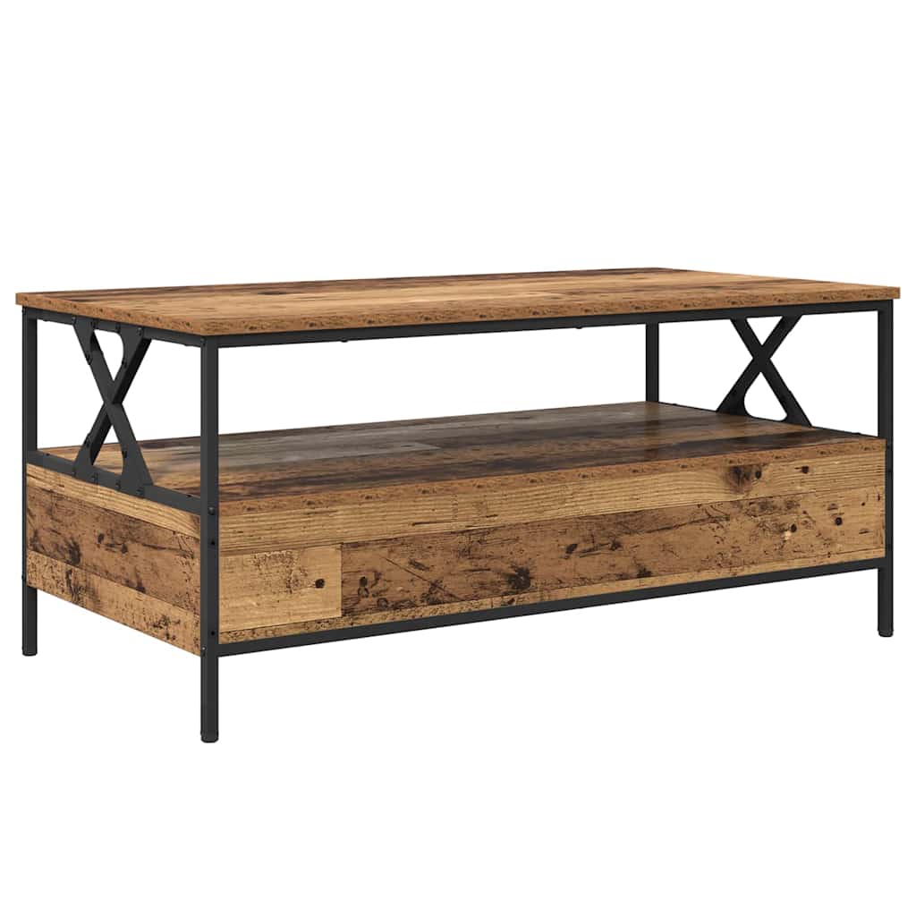 vidaXL Τραπεζάκι σαλονιού with Drawer Παλαιό ξύλο 100 x 51 x 45 cm