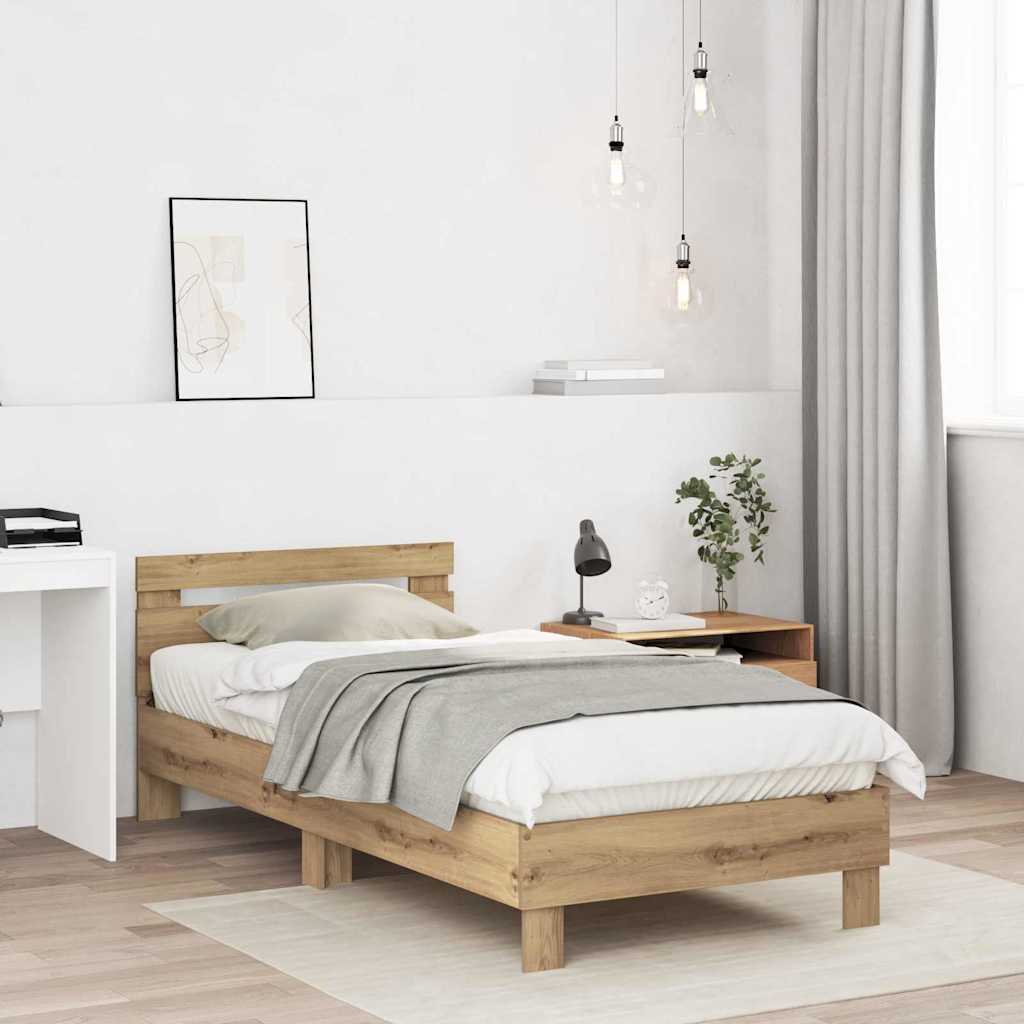 vidaXL Σκελετός Κρεβατιού με κεφαλάρι Artisan Oak 203 x 95 x 70 εκ