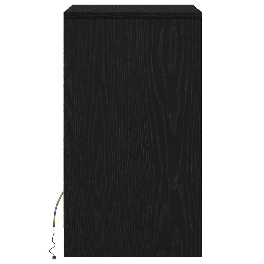 vidaXL LED Κρεβατάκι Ντουλάπα με συρτάρι Μαύρη δρυς 38 x 34 x 61 εκ.