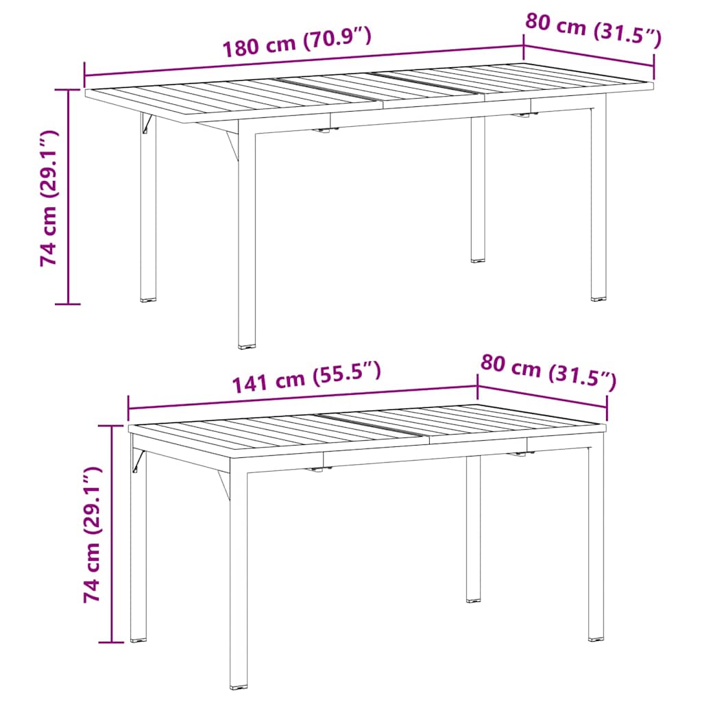 vidaXL Σετ Τραπεζαρίας Κήπου 7 pcs Κάρβουνο Σετ 7 κομματιών