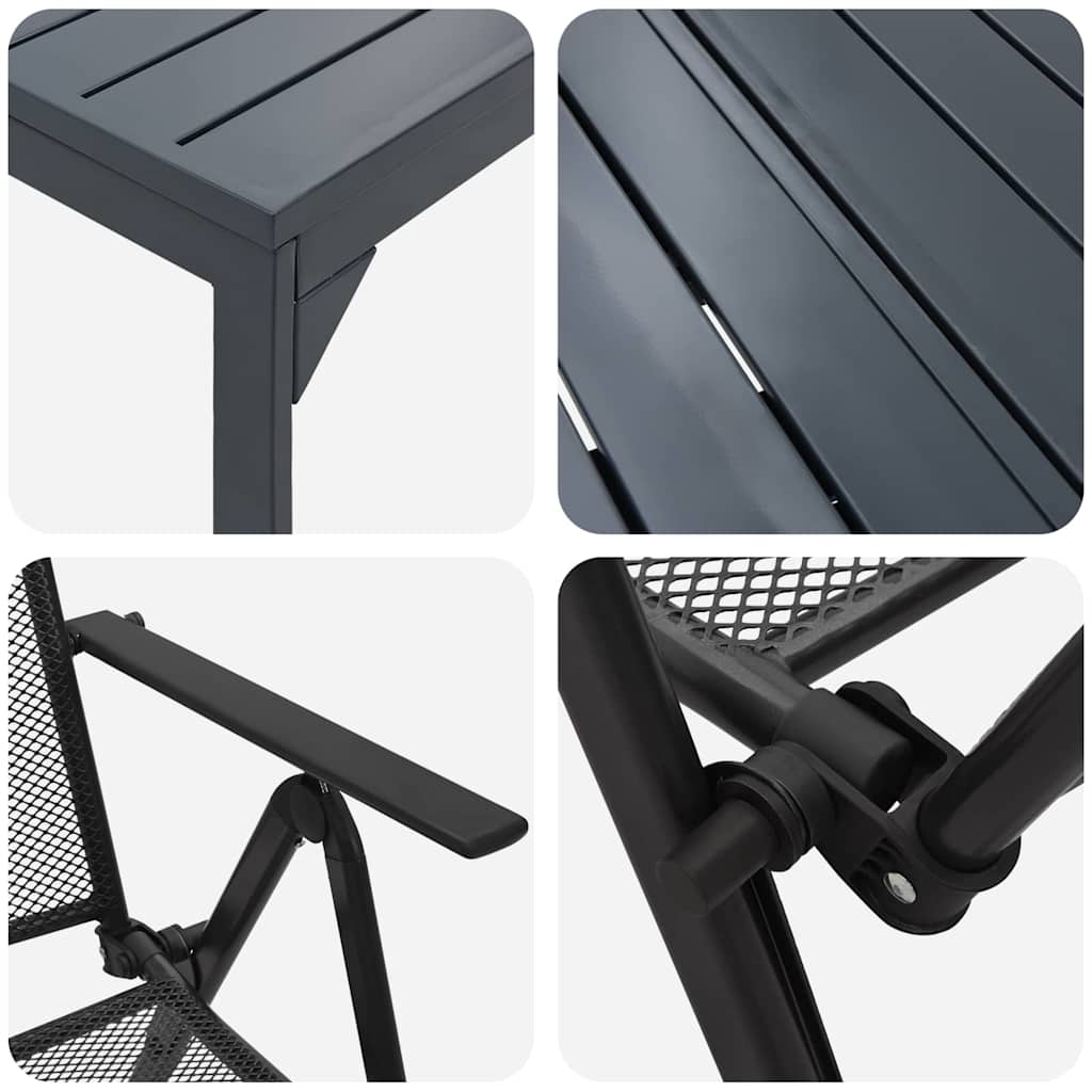 vidaXL Σέτ φαγητού για κήπο 7 pcs Ανθρακί Ατσάλι