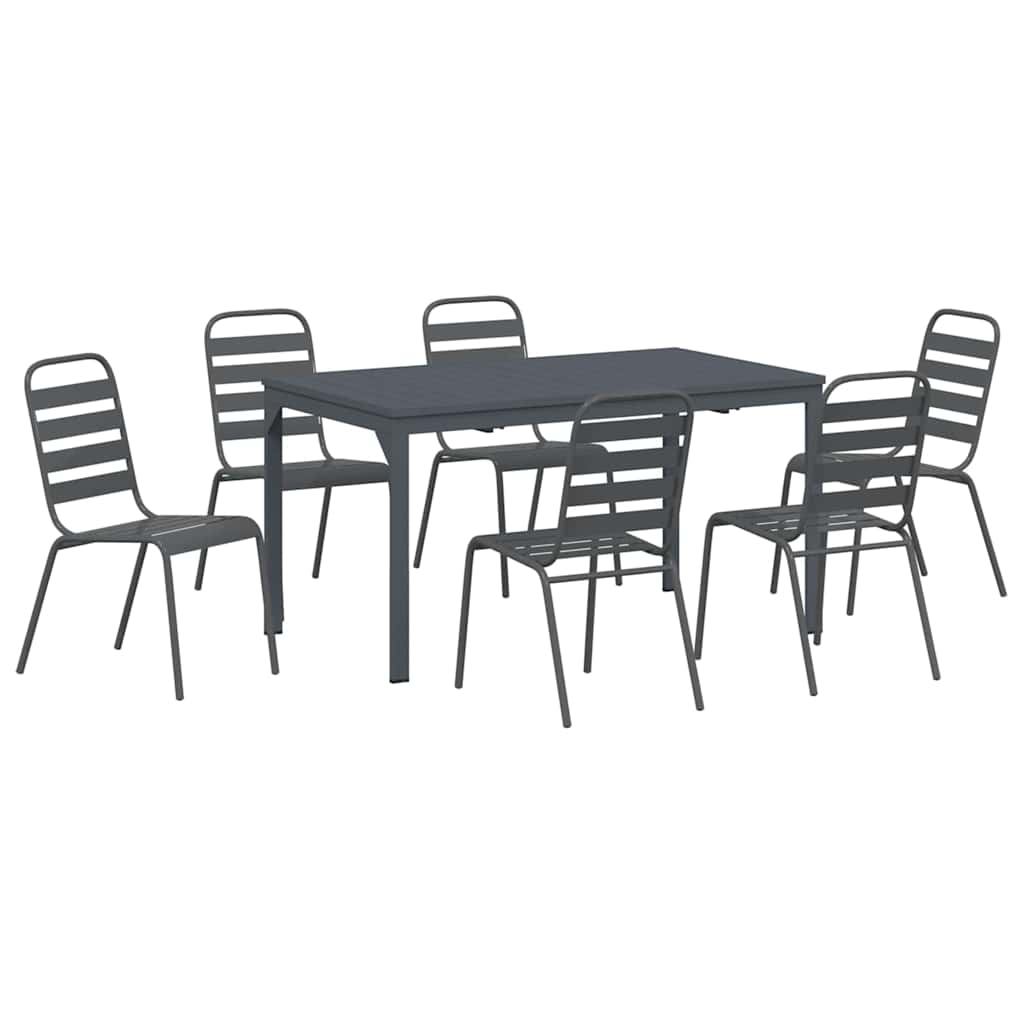 vidaXL Σέτ φαγητού για κήπο 7 pcs Ανθρακί Ατσάλι με Πούδρα