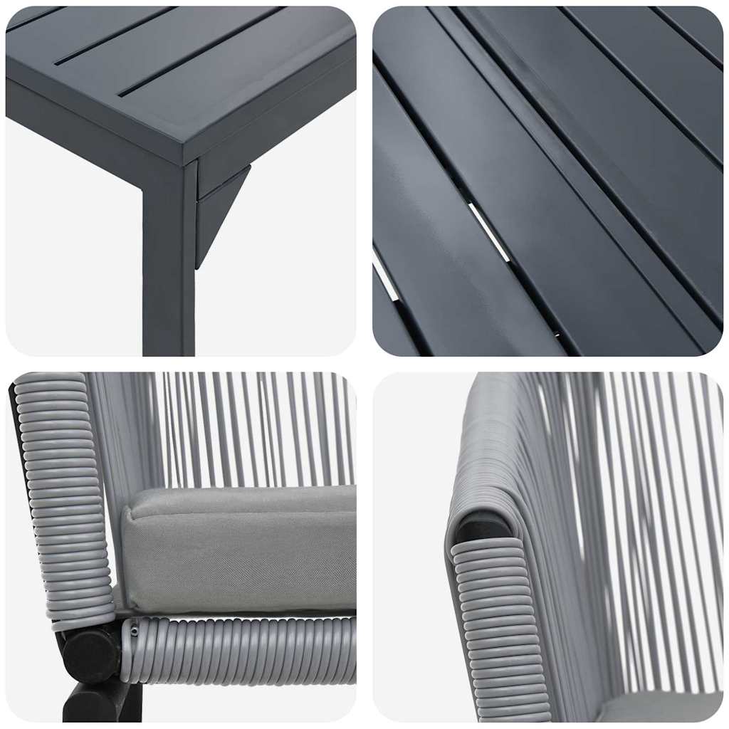 vidaXL Σέτ φαγητού για κήπο 7 pcs Γκρι Πολυ ράταν