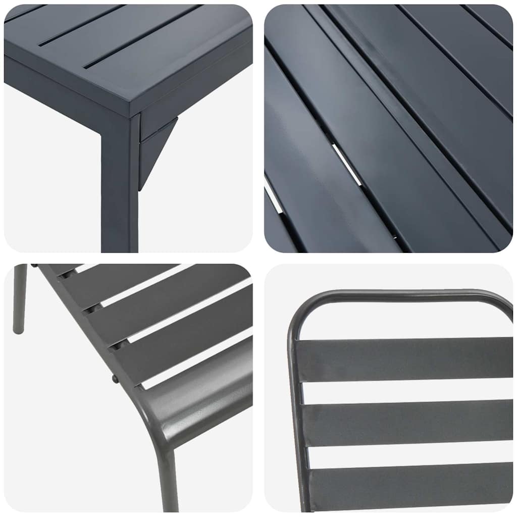 vidaXL Σέτ φαγητού για κήπο 11 pcs Ανθρακί Ατσάλι