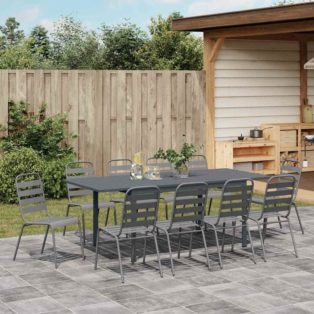 vidaXL Σέτ φαγητού για κήπο 11 pcs Ανθρακί Ατσάλι