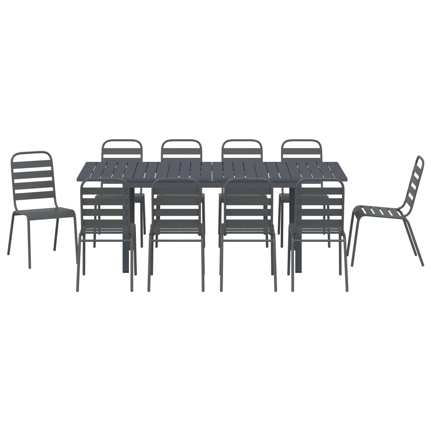 vidaXL Σέτ φαγητού για κήπο 11 pcs Ανθρακί Ατσάλι με Πούδρα