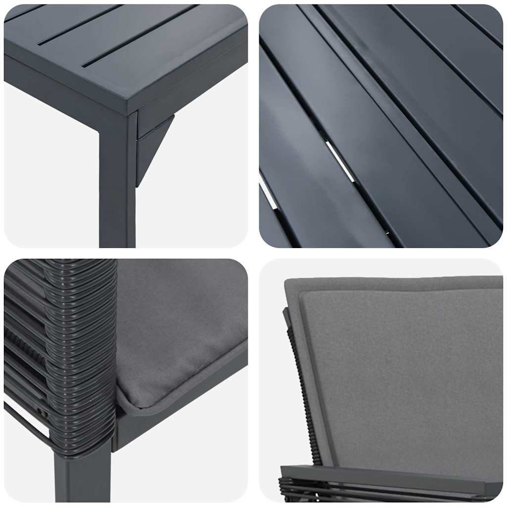 vidaXL Σέτ φαγητού για κήπο 9 pcs Μαύρο Πολυ ράταν