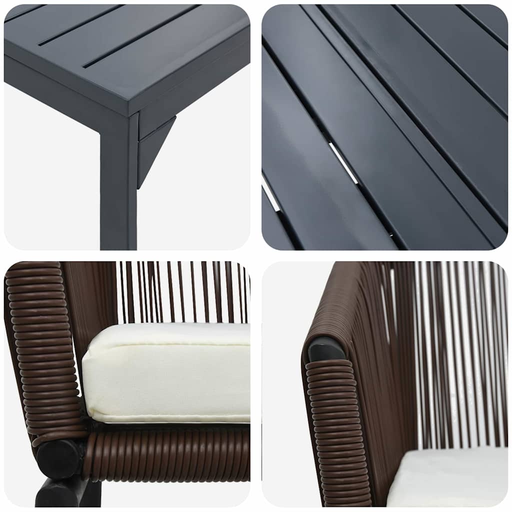 vidaXL Σέτ φαγητού για κήπο 9 pcs Καφέ Πολυ ράταν