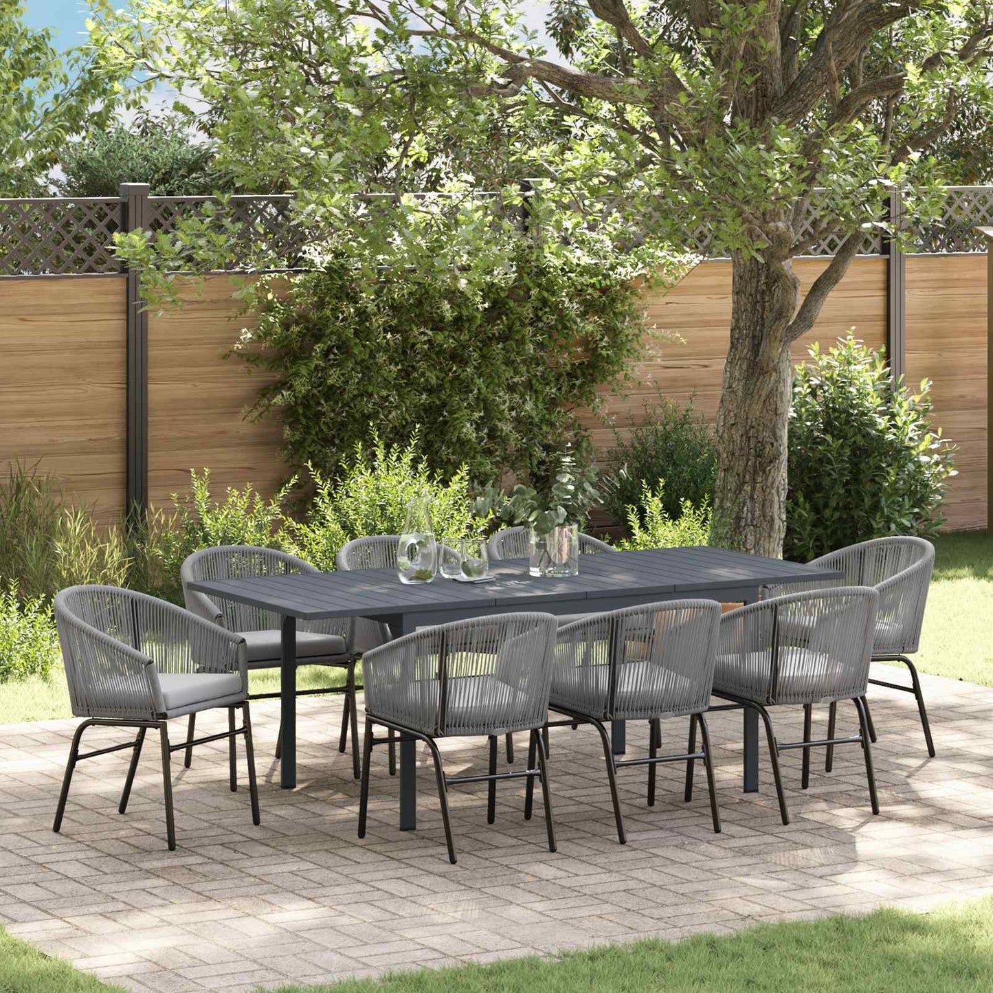 vidaXL Σετ Εξωτερικής Τραπεζαρίας 9 pcs Γκρι Large