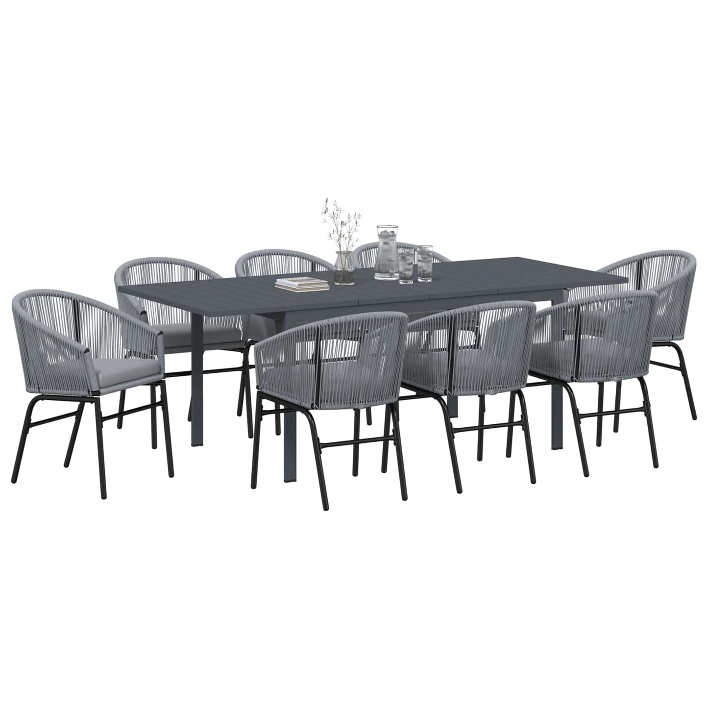 vidaXL Σετ Εξωτερικής Τραπεζαρίας 9 pcs Γκρι Large