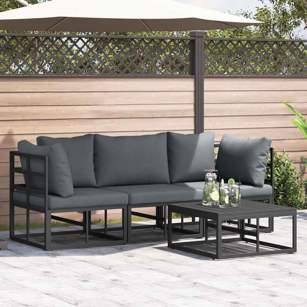 vidaXL Σετ Καναπέ Κήπου 4 pcs Μαύρο Μέταλλο